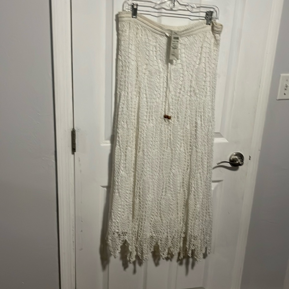 White crochet Lillie Rubin long skirt